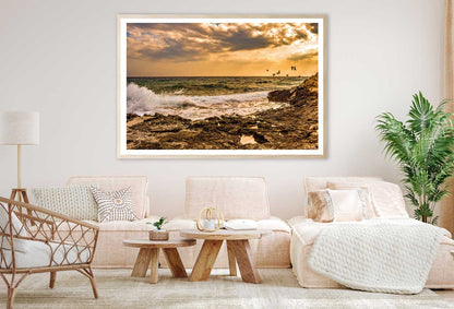 Rocky Coast Beach Sunset Scenery Photograph Home Decor Premium Quality Poster Print Choose Your Sizes