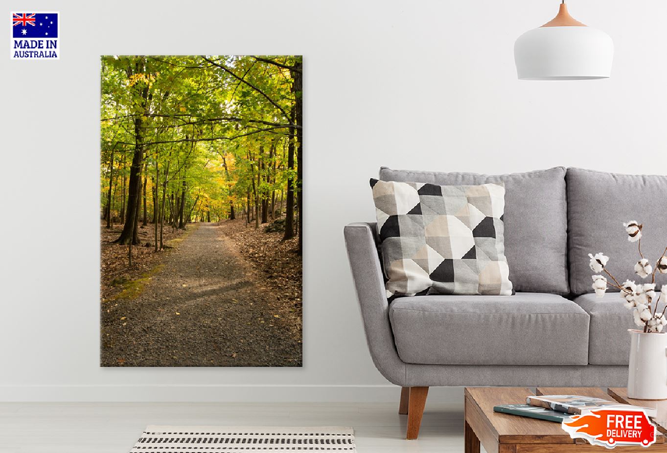 Footpath Along with Autumn Trees Photograph Print 100% Australian Made