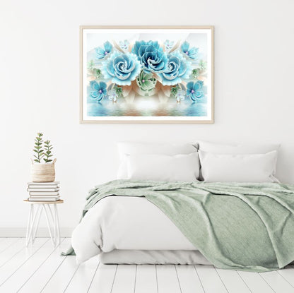 Blue Flowers 3D Design Home Decor Premium Quality Poster Print Choose Your Sizes