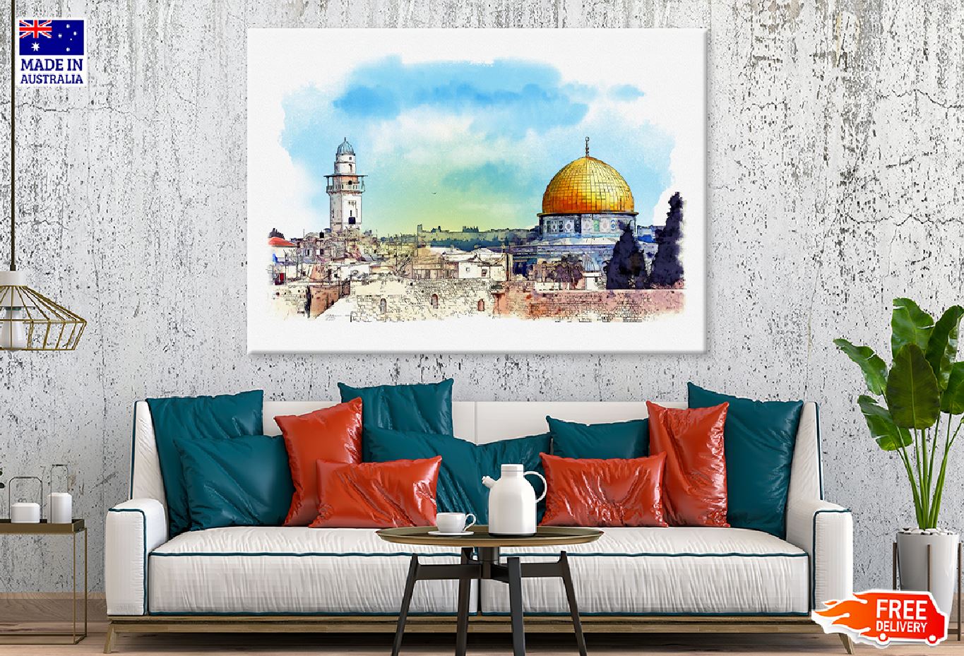 Al Aqsa Mosque Watercolor Painting Print 100% Australian Made