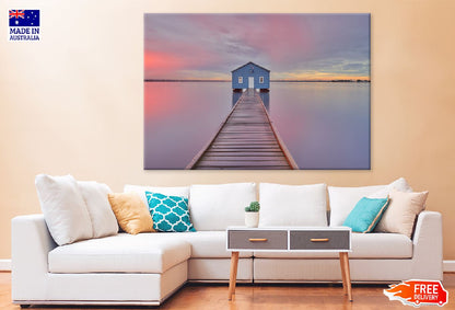 Boathouse on Sea Sunrise Scenery Photograph Print 100% Australian Made