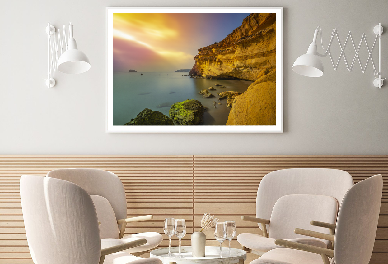 Rocks Mountain On Sea Sunset Sky View Photograph Home Decor Premium Quality Poster Print Choose Your Sizes