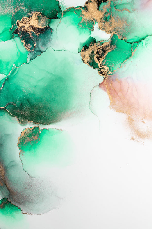 Green Gold & White Abstract Design Print 100% Australian Made