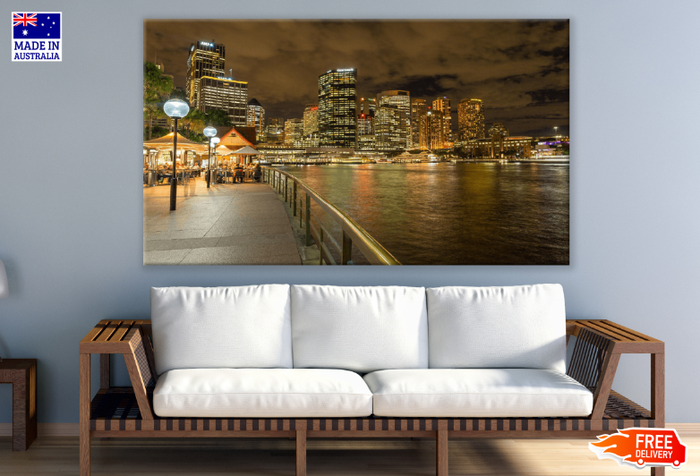 City & Lake Sky Night View Print 100% Australian Made
