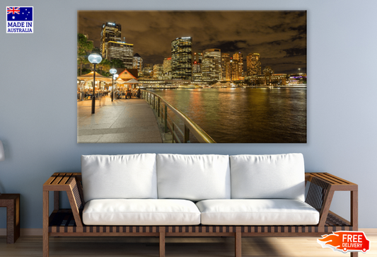 City & Lake Sky Night View Print 100% Australian Made