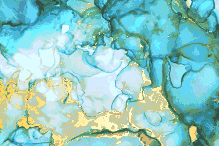 Blue Green & Gold Abstract Design Print 100% Australian Made