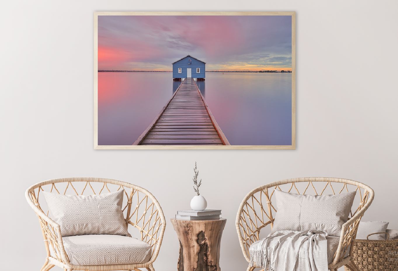 Boathouse on Sea Sunrise Scenery Photograph Home Decor Premium Quality Poster Print Choose Your Sizes