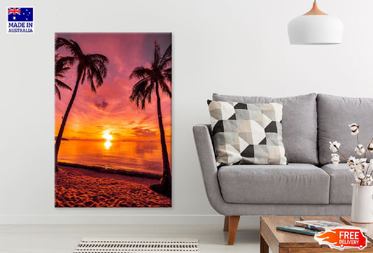 Palm Trees near Island Sea Sunset Photograph Print 100% Australian Made