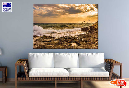 Rocky Coast Beach Sunset Scenery Photograph Print 100% Australian Made