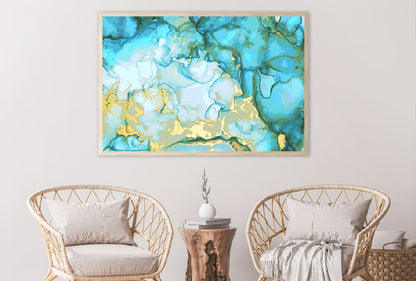 Blue Green & Gold Abstract Design Home Decor Premium Quality Poster Print Choose Your Sizes