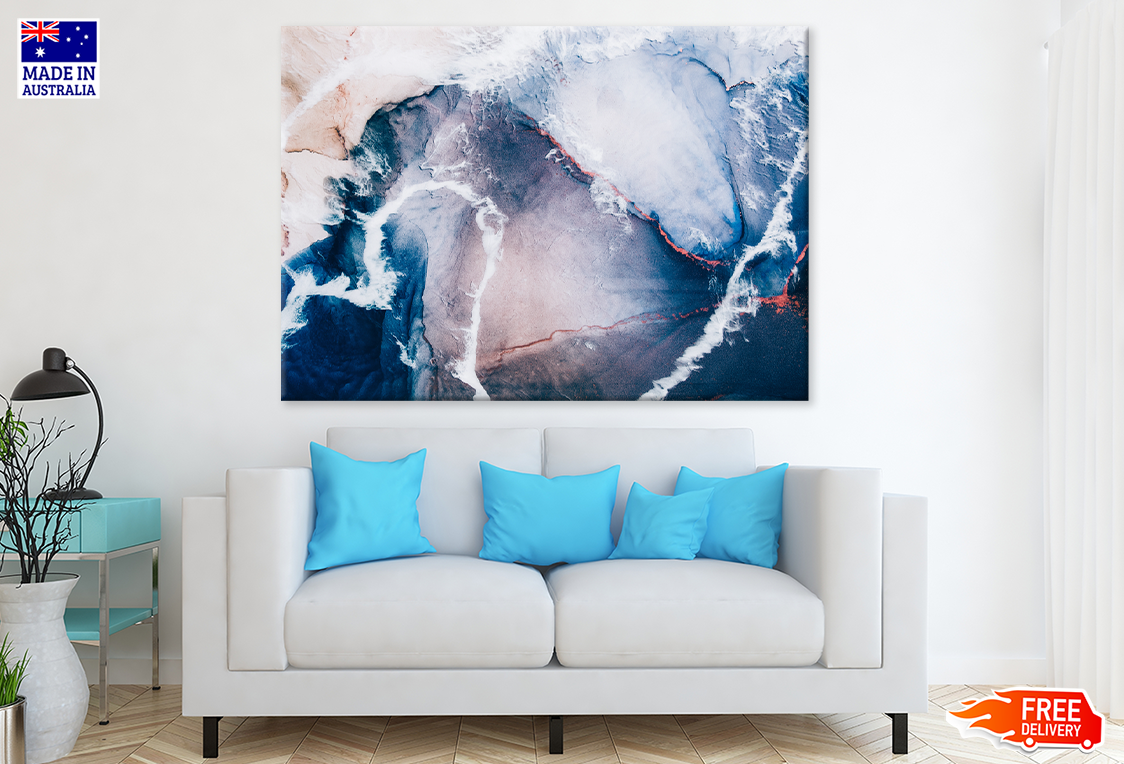 Blue White & Pink Abstract Design Print 100% Australian Made