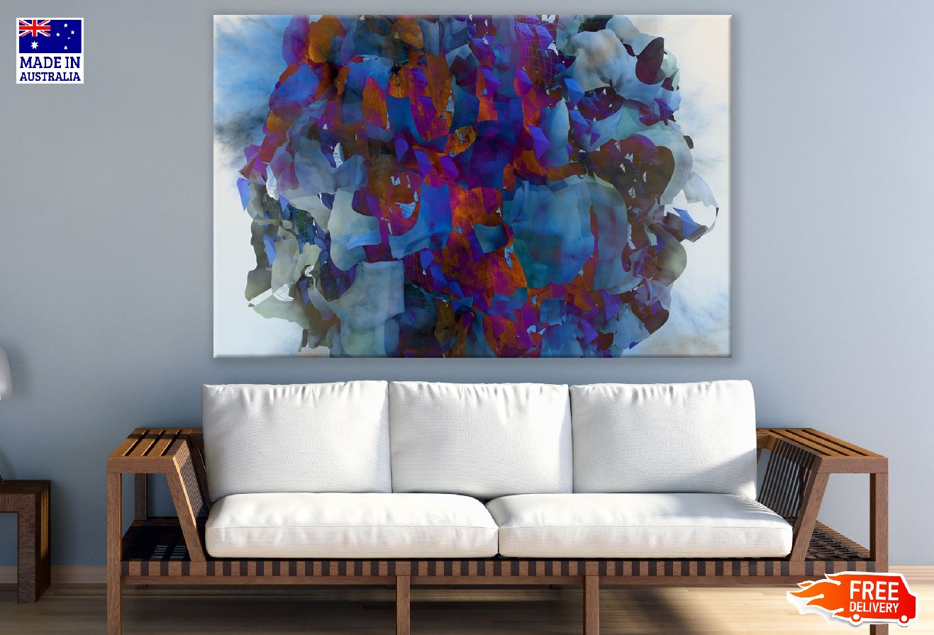 White Blue & Red 3D Abstract Design Print 100% Australian Made