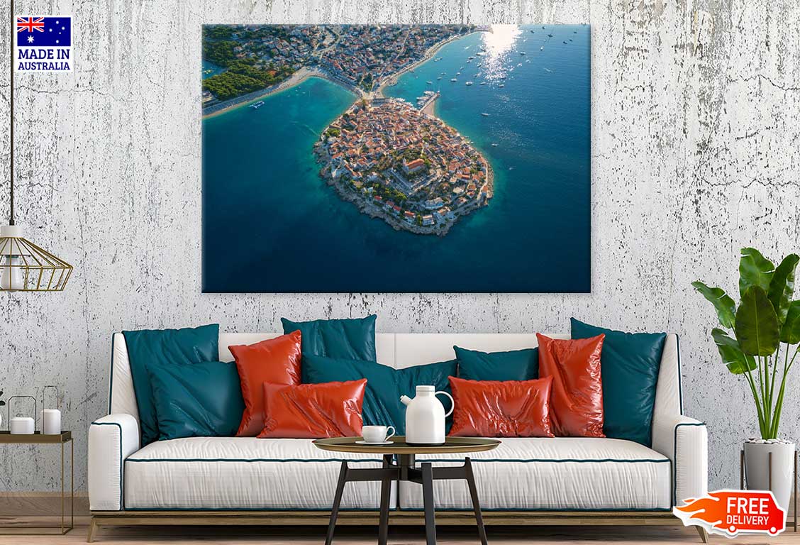 Old Town Adriatic Coast Aerial View Photograph Print 100% Australian Made