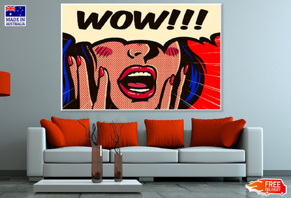 WOW Chat Bubble & Screaming Girl Illustration Print 100% Australian Made