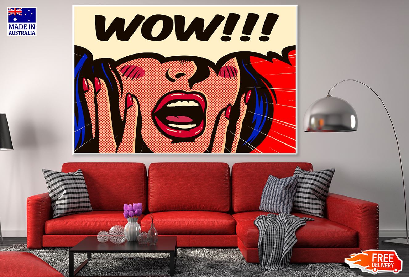 WOW Chat Bubble & Screaming Girl Illustration Print 100% Australian Made