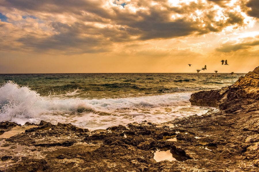 Rocky Coast Beach Sunset Scenery Photograph Print 100% Australian Made