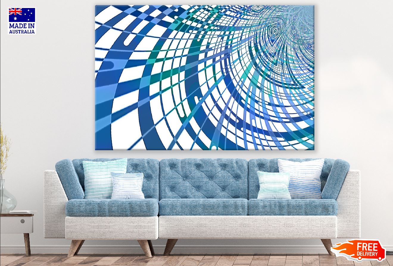 Blue Green Lines Digital Abstract Design Print 100% Australian Made