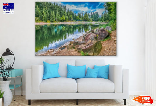 Lake With Green Forest Natural Photograph Print 100% Australian Made