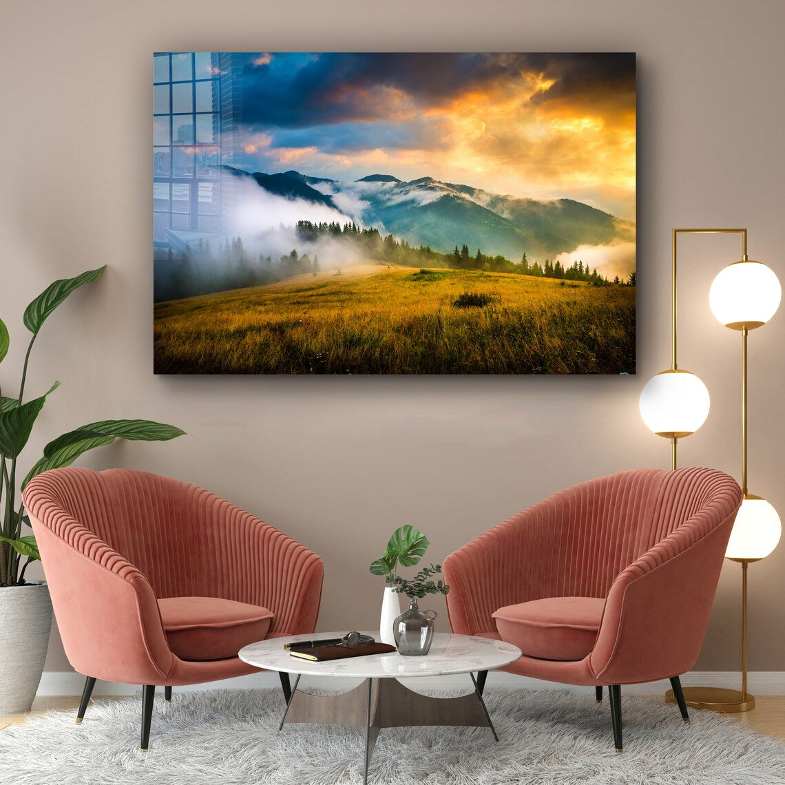 Misty Mountains Clouds Print Tempered Glass Wall Art 100% Made in Australia Ready to Hang