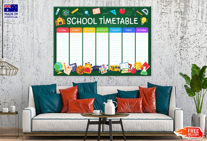 Weekly School Timetable Vector Art Print 100% Australian Made