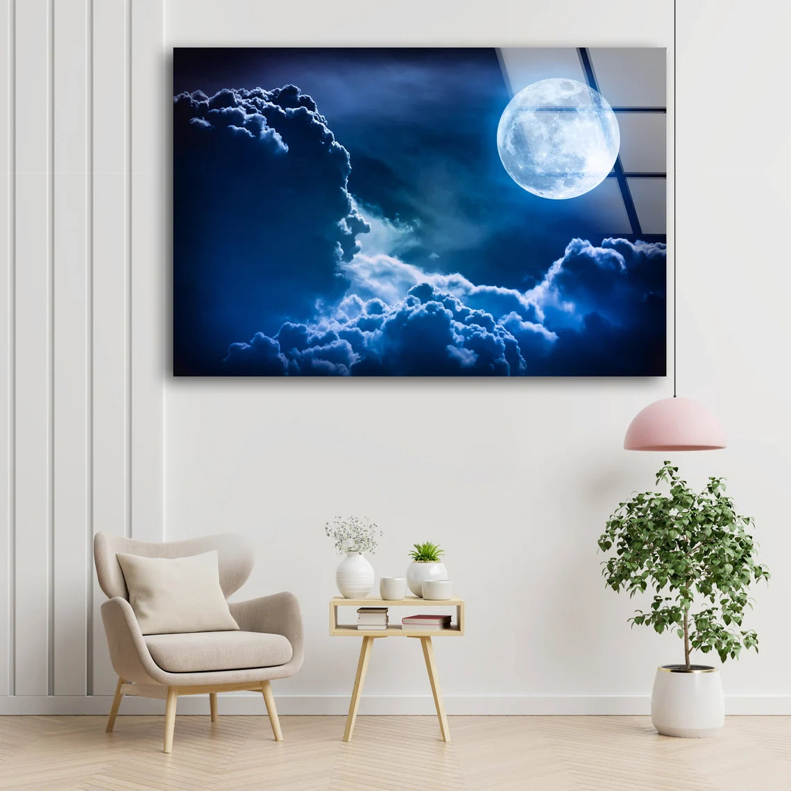 Moon & Clouds Photograph Acrylic Glass Print Tempered Glass Wall Art 100% Made in Australia Ready to Hang