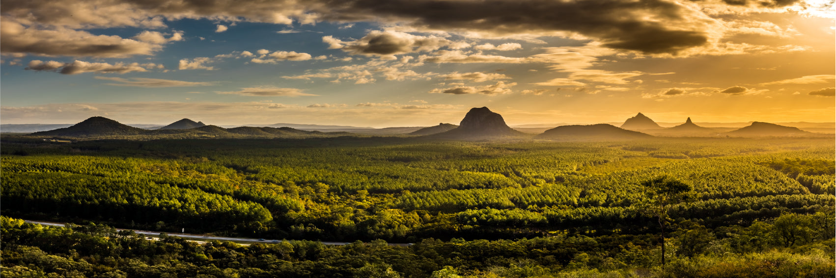 Panoramic Canvas Wild Horse Mountain & Sunset High Quality 100% Australian Made Wall Canvas Print Ready to Hang