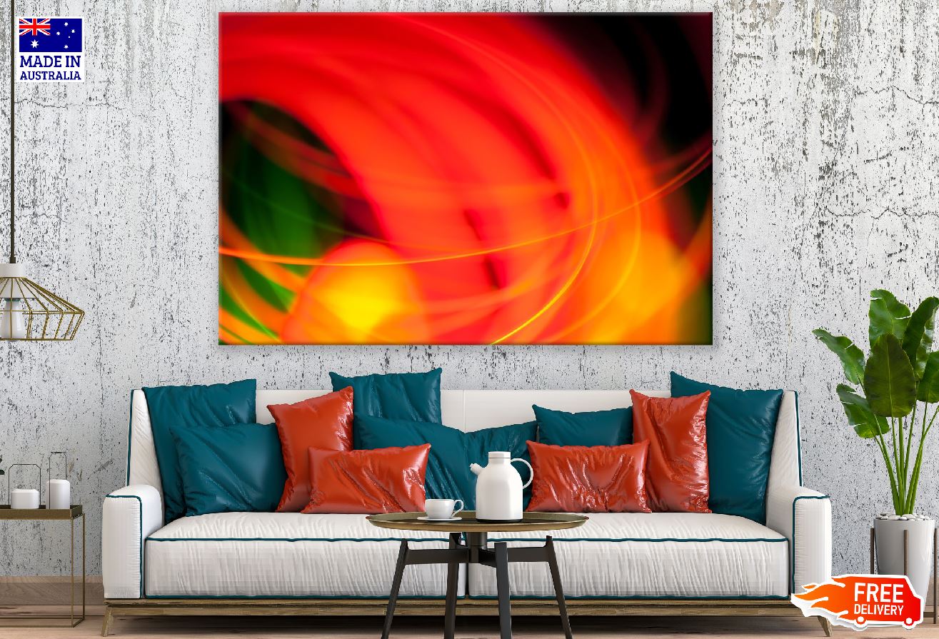 Red Orange Digital Abstract Design Print 100% Australian Made