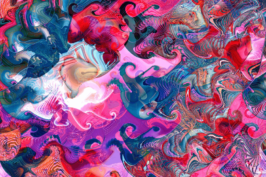 Blue Pink & Red Trippy Abstract Design Print 100% Australian Made