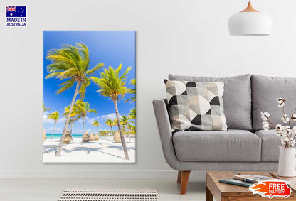Nice Sea with Chairs & Palm Trees Photograph Print 100% Australian Made
