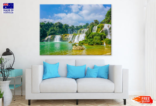 Waterfall Cascade in Forest View Photograph Print 100% Australian Made