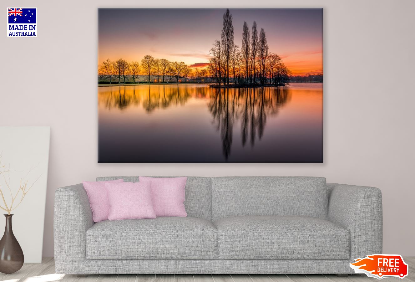 Large Trees Landscape Sunset Photograph Print 100% Australian Made