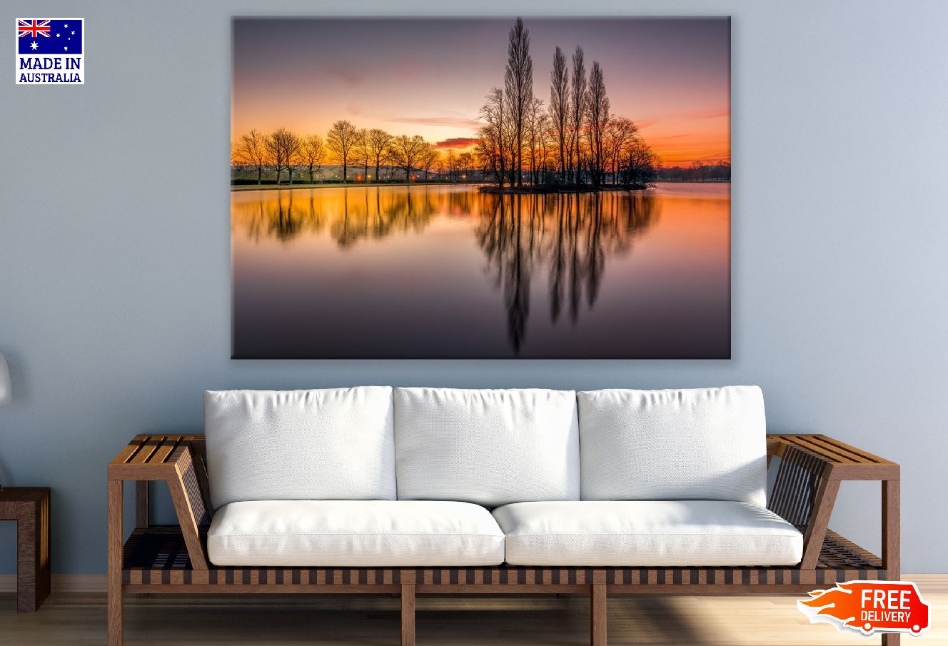 Large Trees Landscape Sunset Photograph Print 100% Australian Made