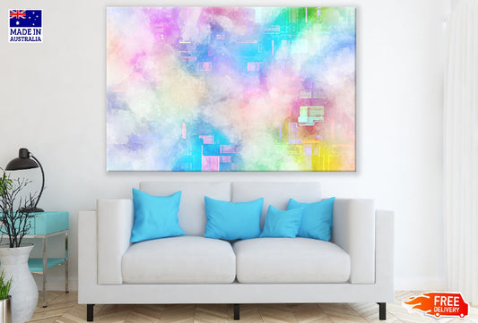 Grey Blue & Yellow Abstract Design Print 100% Australian Made