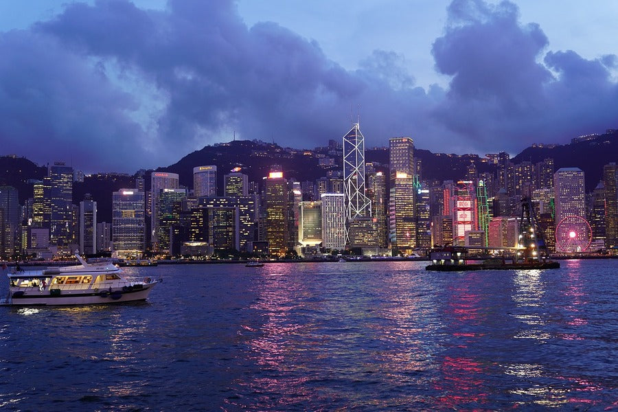 Victoria Harbour City Night view Photograph, Hong Kong Print 100% Australian Made