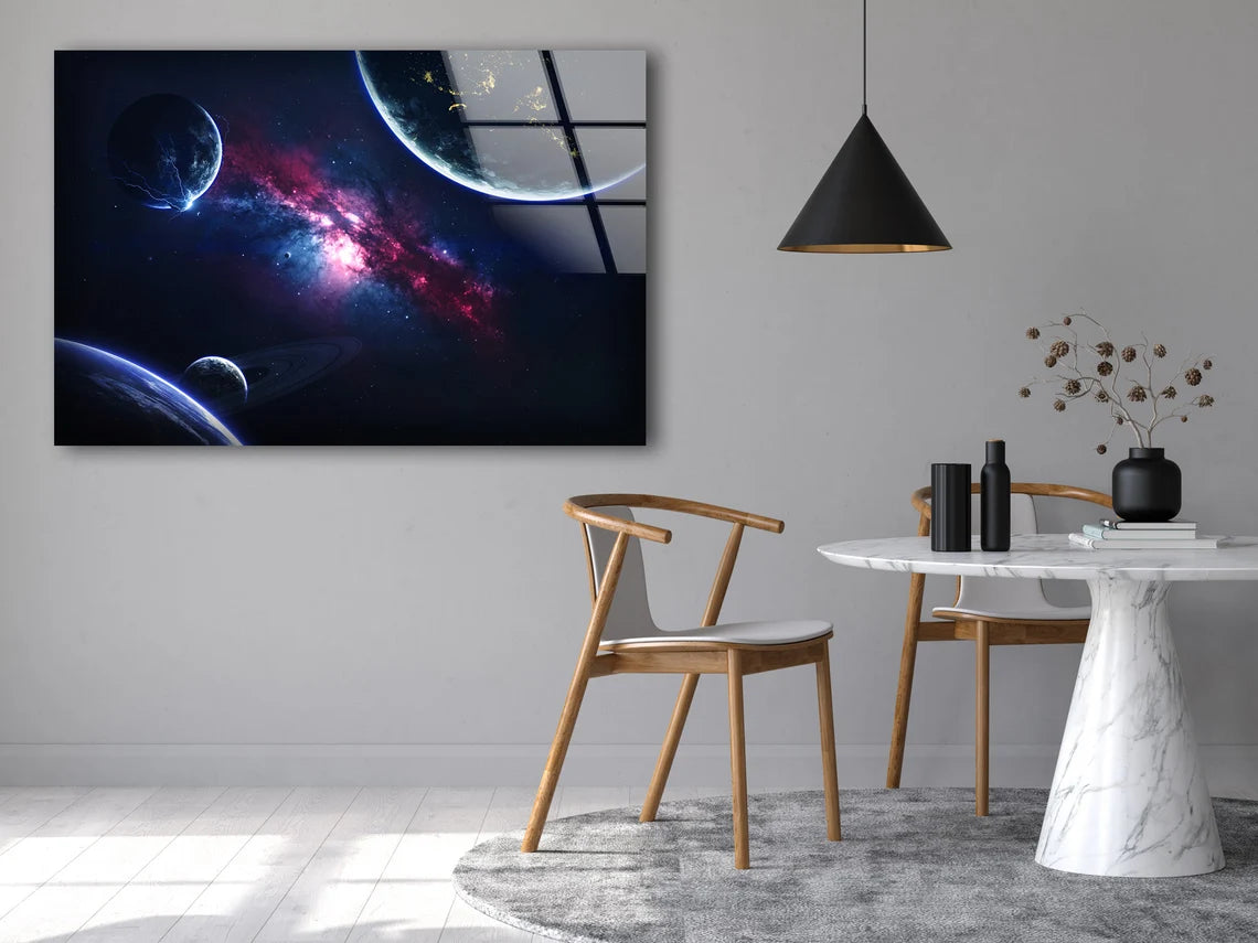 Space Planet View Acrylic Glass Print Tempered Glass Wall Art 100% Made in Australia Ready to Hang