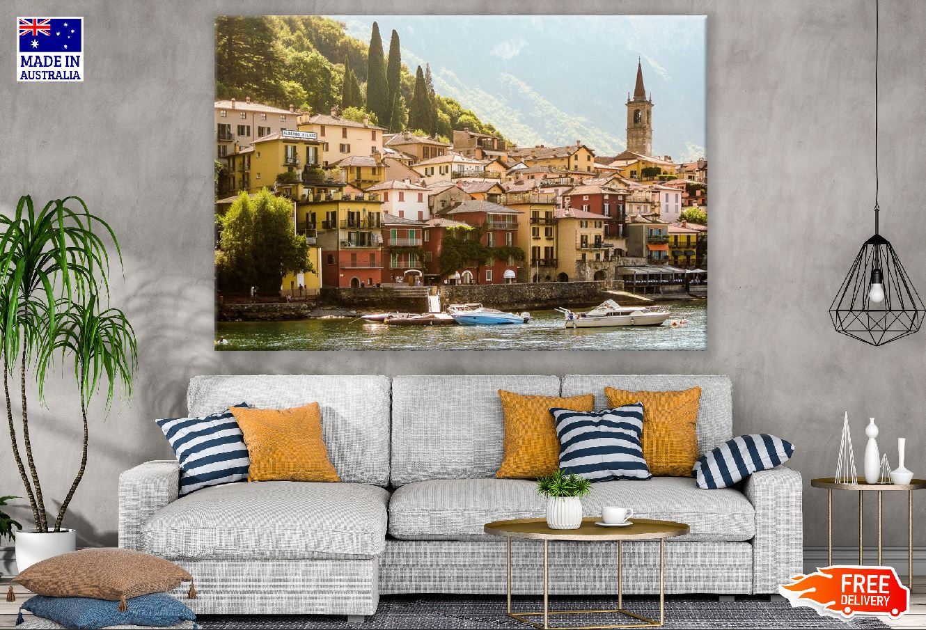 Lake Como & Varenna City Photograph, Italy Print 100% Australian Made