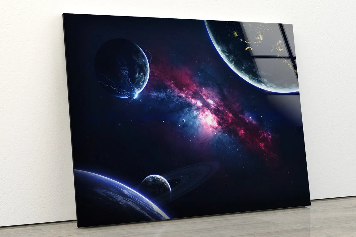 Space Planet View Acrylic Glass Print Tempered Glass Wall Art 100% Made in Australia Ready to Hang