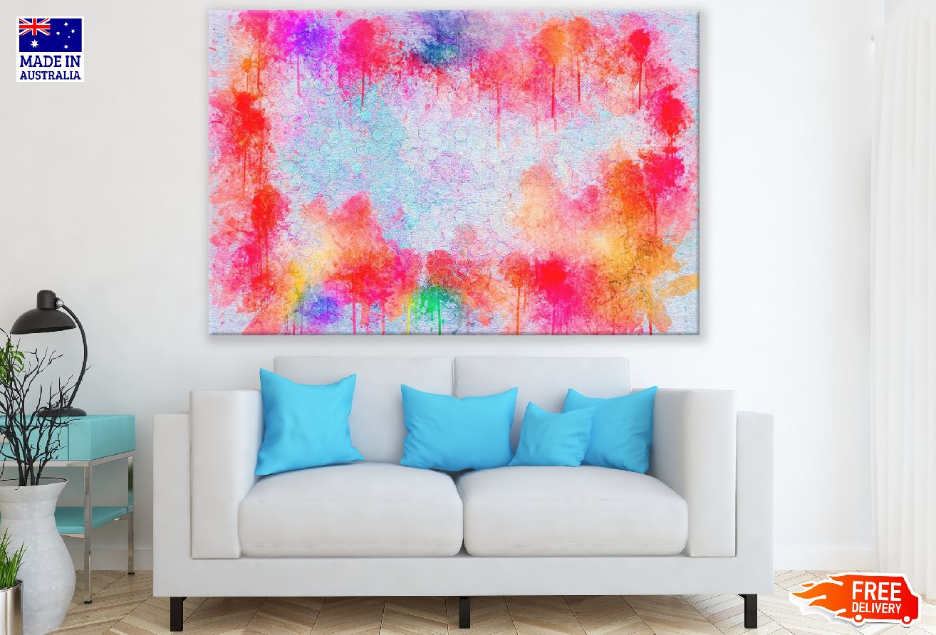 Red Pink & Orange Color Splash Abstract Design Print 100% Australian Made
