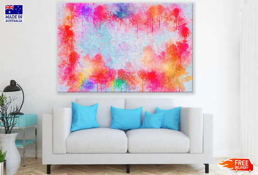 Red Pink & Orange Color Splash Abstract Design Print 100% Australian Made