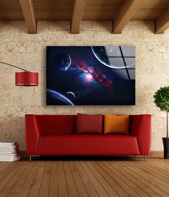 Space Planet View Acrylic Glass Print Tempered Glass Wall Art 100% Made in Australia Ready to Hang