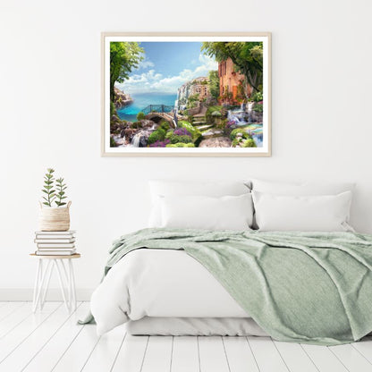 Stunning Village View Scenery Digital Art Home Decor Premium Quality Poster Print Choose Your Sizes
