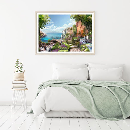 Stunning Village View Scenery Digital Art Home Decor Premium Quality Poster Print Choose Your Sizes