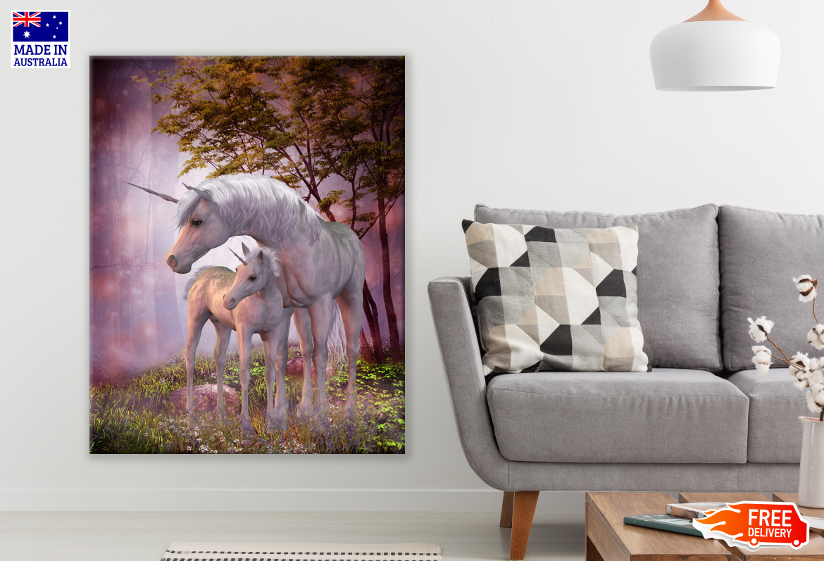 Unicorn Horse Adult & Baby Painting Print 100% Australian Made