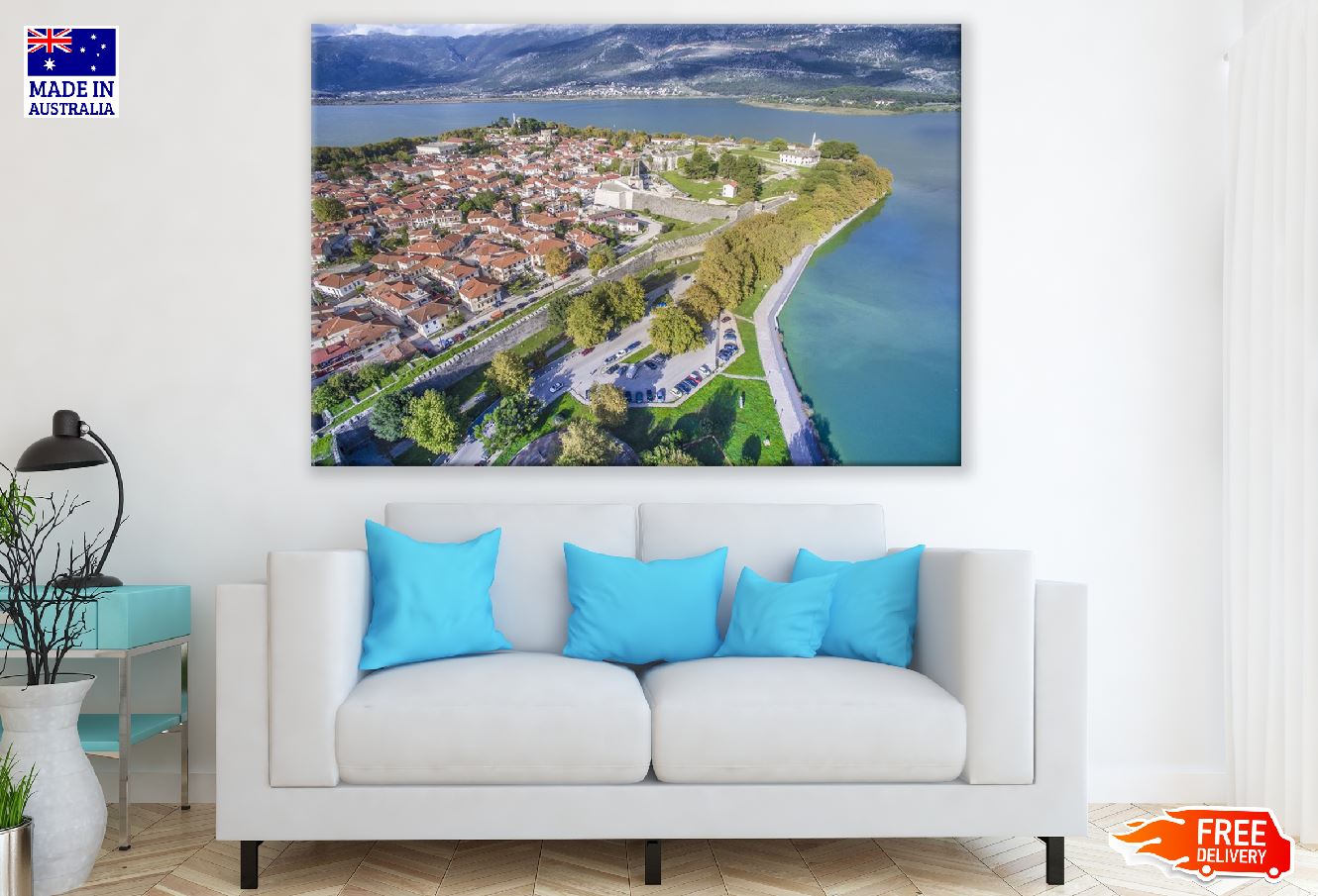 Ioannina Aerial View Photograph, Greece Print 100% Australian Made
