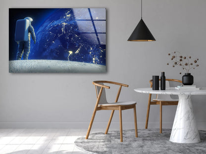 Astronaut Looking at Earth Acrylic Glass Print Tempered Glass Wall Art 100% Made in Australia Ready to Hang