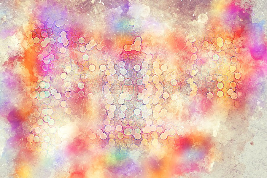 Gold Circles & Pink Orange Abstract Design Print 100% Australian Made