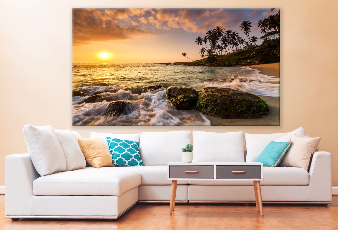 Beautiful Beach Sunset Mountain View Print 100% Australian Made