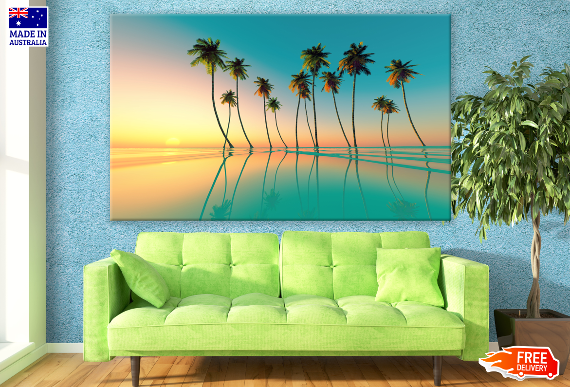 Coconut Palm Tree in Sunset Photograph Print 100% Australian Made