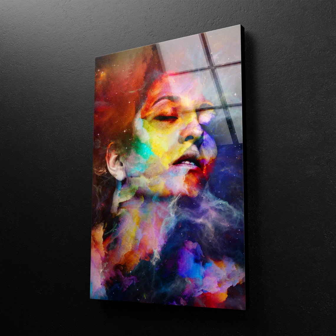 Girl Face Colorful Abstract Smoke Design Acrylic Glass Print Tempered Glass Wall Art 100% Made in Australia Ready to Hang