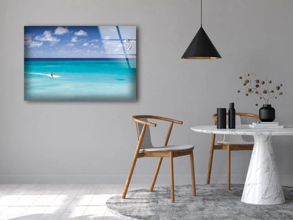 Kite Surfer on Sea Scenery Photograph Acrylic Glass Print Tempered Glass Wall Art 100% Made in Australia Ready to Hang